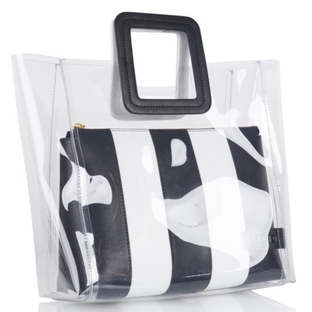 STAUD large Shirley black & white PVC tote